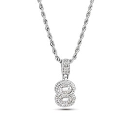 MiiFort Lucky Number 8 Necklaces for Women Girls Silver Arabic Angel Number Choker Birthday Anniversary Clear Cubic Zirconia Stainless Steel Chain