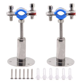 BENLIUDH Pipe Clamps Wall Mount, Stainless Steel Ceiling Mount Pipe Supports Adjustable Height Pipe Strap Clamp with Screws, Set of 2（Fit 15-19mm）