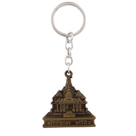 Rudra Empire Shree Ram temple Stainless Steel Keychain Keyring Gifts for Men Women Car Key Charms, Silver, Standard