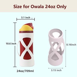 verlgequ Silicone Boot with Handle for Owala Water Bottle 24 oz, Anti Slip Water Bottle Carrier Grip Accessories for Owala Freesip (Pink)