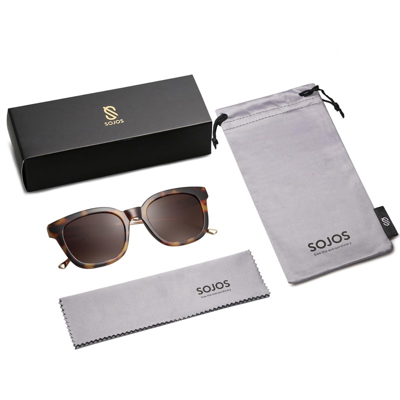 SOJOS Square Polarized Sunglasses Womens Mens Retro Trendy UV400 Sunnies