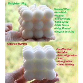 Brighter Sky Bubble Candle, Natural Premium Soy Wax, Beige, French Vanilla, Aesthetics, Gift for Her, Home Decoration