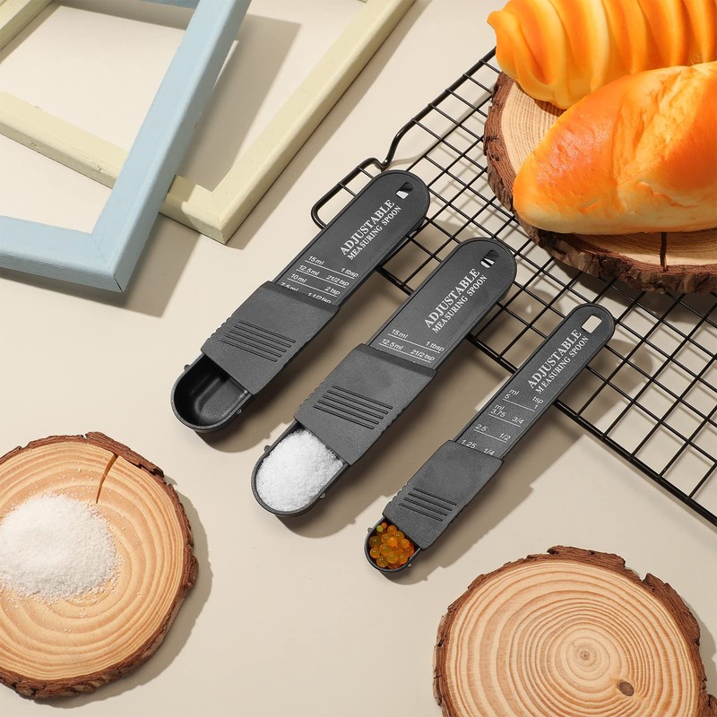 6 Pcs Adjustable Measuring Spoon Plastic Tablespoon and Teaspoon Set