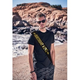 Birthday Queen Sash,Girl Birthday Party Decoration Supplies,Birthday Gift for Men(Black-Gold)