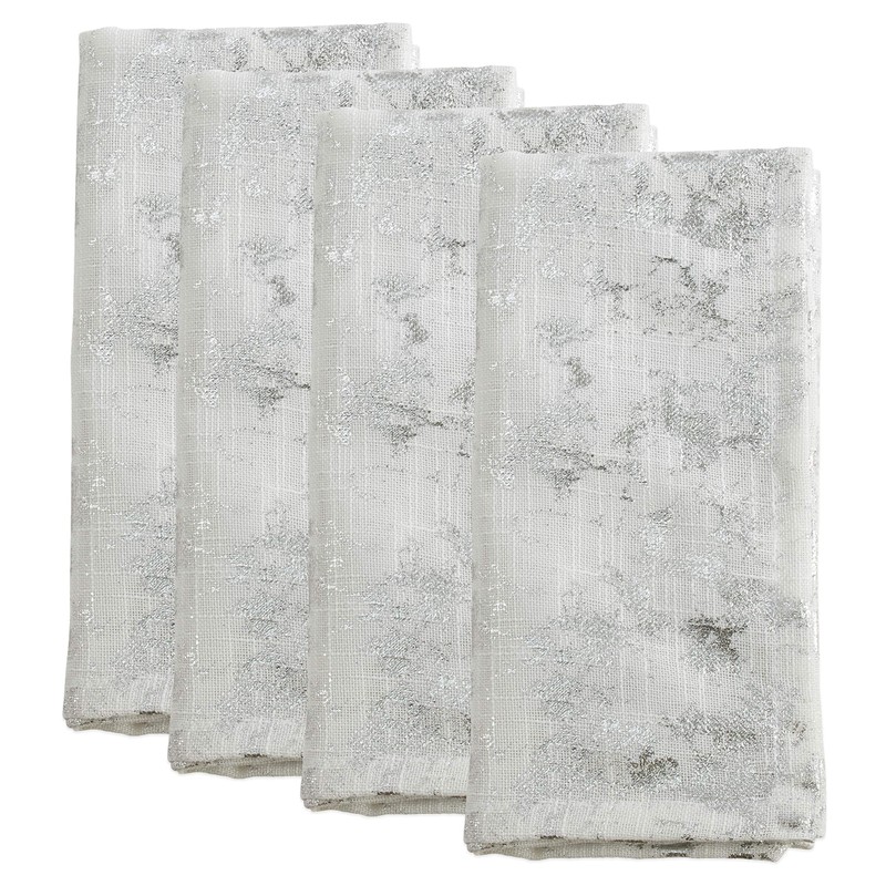 Silver Square Fabric Napkin with Foil Print, 20"
