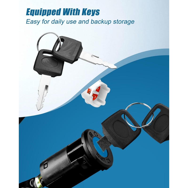 Motorcycle Ignition Key Switch Kit with 2 PCS Key Fit