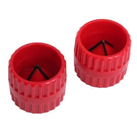 Pipe, Inside and Outside, Double Sided, Chamfered, Pipe Reamer, Red, 0.2 - 1.5 inches (5 - 38 mm), Set of 2, Hand Reamer, Copper Tube, PVC, Aluminum Compatible