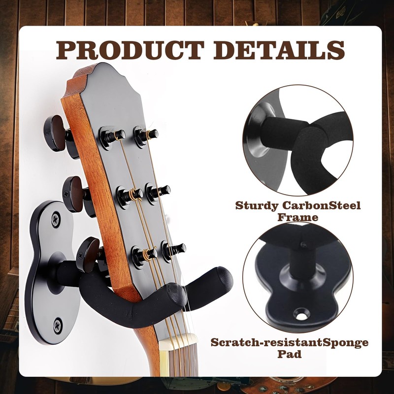 1 Stück Gitarren-Wandhalterung,Gitarrenhalterung,Wandhalterung Gitarre,Gitarren Wandhalterung,Universal Gitarren-Wandhalter Schwarz, Für Akustikgitarre,Klassische Gitarre,E-Gitarre,Bass,Ukulele