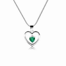 Cherished Moments Girl's Sterling Silver "Dancing Heart" May Simulated Birthstone Necklace