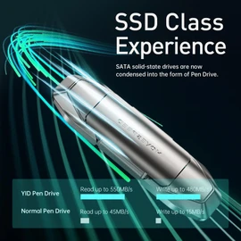 MOVE SPEED Unidad flash de estado sólido de 1 TB USB 3.2 570 MB/s de alta velocidad, tipo C, unidad de interfaz dual USB Gen 2 con funda de piel, compatible con Android/Windows/Mac OS/iOS/Linux