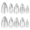 Silver Press on Nails Medium Almond Fake Nails Metal Chrome