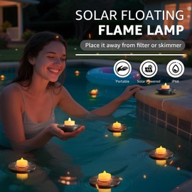 Solar Floating Pool Lights, 5-Pack Solar-Powered Float Candles Lamps Tea Light for Pond Party Garden Backyard Outdoor Decor
