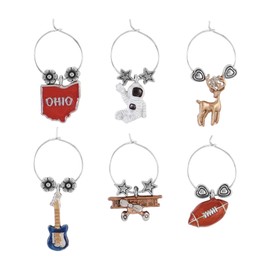 UPware 6-Piece Wine Glass Markers Wine Glass Charms Wine Glass Tags for Stem Glasses Wine Tasting Party, Wine Charm (Ohio)