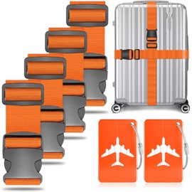 Pack of 4 Suitcase Strap, Luggage Strap, Adjustable Luggage Strap with 2 Luggage Tags, Luggage Strap for Quick Recognition Luggage, Travel Bag, Suitcase
