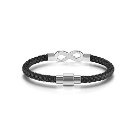 Jovivi Men's Bracelets Gifts for Men,Black Braided Leather Infinity Knot Bracelet for Men Gift for Birthday Christmas Mens jewellery Gifts for Him Man Boyfriend Husband Dad