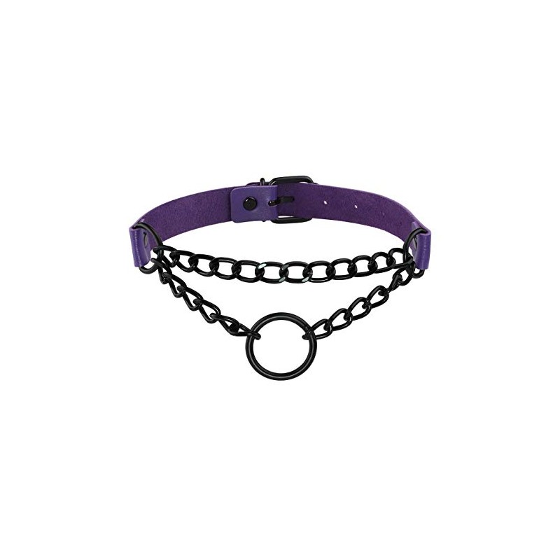 Manfnee PU Leather Choker, Punk, Goth, Emo Circle Necklace, Chain