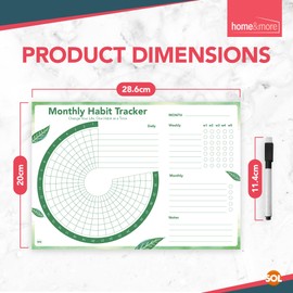 SOL 2pk A4 Magnetic Monthly Habit Tracker with 2pk Pens Motivational Goal Board Tracker Journal Workout Journal inspirational Calendar Daily Habit Tracker Journal Habit Calendar Clear Habit Journal