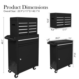 Unbranded 5-Drawer Tool Chest with Wheels, Large Tool Cabinet with Drawers, Lock & Liner - Black