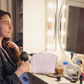 Portable Travel Makeup Storage Bag Multifunctional Waterproof Cosmetic Organiser Makeup Brush Pull Box with Inner Bag for Women Girls 1 Piece Vintage Bags Ladies Flowers, c, standard size