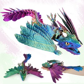 3D Printed Dragon with Wings, 2025 New Mythical Pieces Dragons - Limited Edition, 11.5 In Feathered Wyvern Dragons Fidget Toy, Articulated Dra gon, Easter Gifts for Kids (Feathered Wyvern Dragon-D)