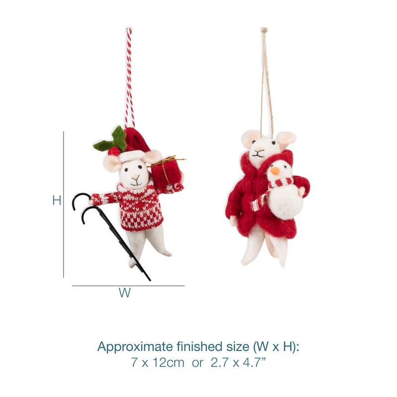 Trimits Needle Felting Mice Kit – Christmas Tree Decorations for