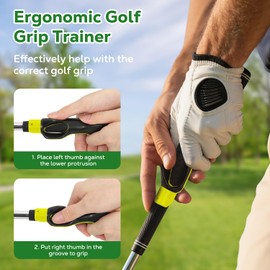 MoKo Golf Grip Trainer, 2 Pack Golf Training Aids for Correct Hand Position, Muscle Memory Trainer Practice Tool for All Levels to Enhance Grip Strength, Precision, Swing Skill, Yellow