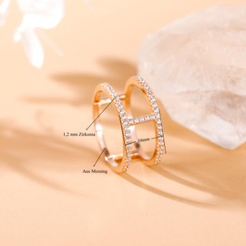 Titaniumcentral Half Eternity Wedding Band for Women Cubic Zirconia Double Band Promise Engagement Ring (Rose Gold,Size P 1/2)