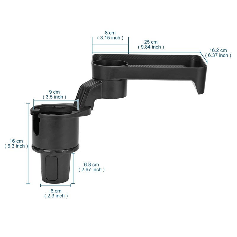 Multifunctional Cup Holder Expander with Detachable Tray Table Adjustable Base