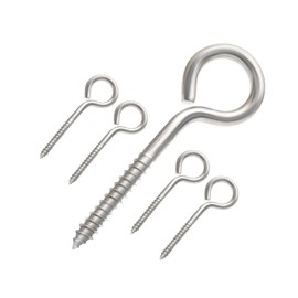 4.5 Inches Screw Eyes, Heavy Duty in Eye Hooks, Self Tapping Screws for Wood Indoor & Outdoor, Securing Cables Wires, Hanging Hammock, 304 Stainless Steel, 5 Pack