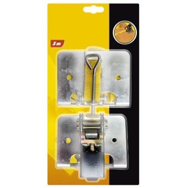 TOPEX Pack of 2 Parquet Laminate Lashing Straps | Tie Down Straps Set 5 m x 25 mm | Band Clamp for Panels 5000 x 25 x 1 mm - Wall Distance Adjustable | Lashing Strap Laying Aid Plank Wooden Panels