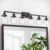 VINLUZ Classic Bathroom Lighting Fixtures 6-Lights in Matte Black Finish,Farmhouse
