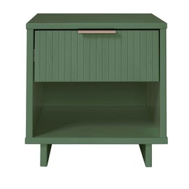 Manhattan Comfort Granville Modern Nightstand 1.0 with 1 Full Extension Drawer, Textured Ribbed Lines Design with Gold Accent, Bedside or End Table for Bedroom or Living Room, Set of 1, Sage Green