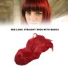 Red Long Straight Wigs with Bang Synthetic Heat Resistant Breathable