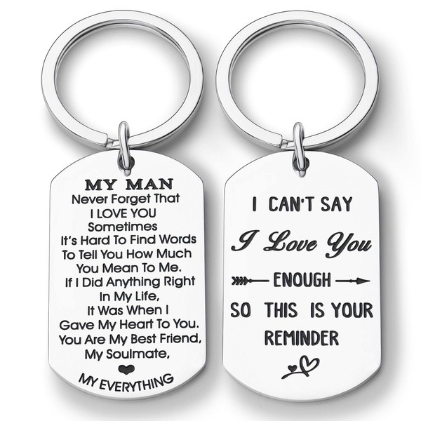 YYQX My Man Keychain for Boyfriend Husband Valentines Day Gifts