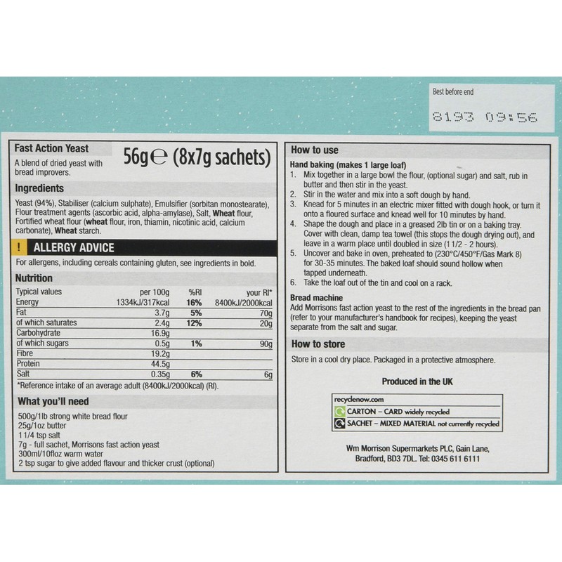 Morrisons Fast Action Yeast, 56 g, Pack of 10
