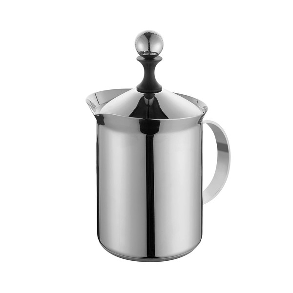 cilio Classic Cappuccino Creamer for 6 Cups, Diameter 10 cm, Height 20.5 cm, 800 ml, Polished Stainless Steel with 4 mm Sandwich Base, Suitable for All Hobs, Suitable for Induction, with Measuring
