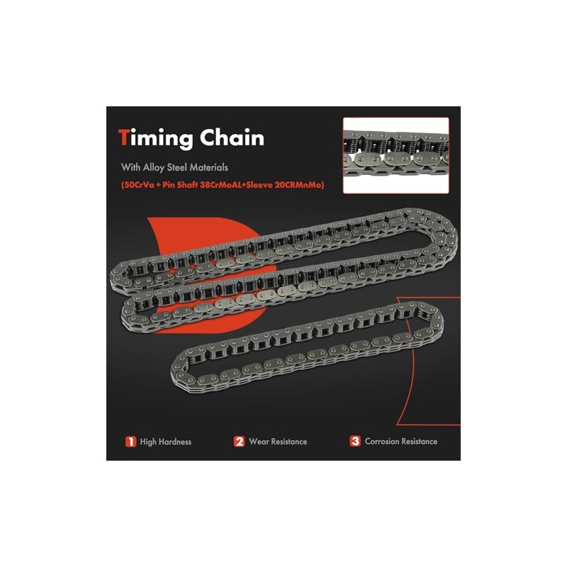 A-Premium Kit de 11 Cadenas Distribución c/Piñón, Tensor y Guía