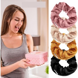 Pocket Hair Scrunchies for Women, 4pcs Scrunchie with Zipper Pocket Hidden Ponytail Hair Ties Elastic Bracelet Scrunchy Hair Accessories for Storage Keys Money Lipstick Small Items (Style 2, One size)