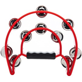2 Row Tambourine, Masfany Metal Bell Hand Held Percussion Hand Bell is a great musical instrument gift for kids and adults music beginners (Red)