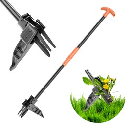 ZHENHAN Weed Puller Tool,43" Iron Stand-Up - No Bend Push-Pull Weeding Tool with Foot Pedal, Extra Long Handle Dandelion Remover for Lawn & Garden, Heavy Duty Root Extraction Tool （Black）