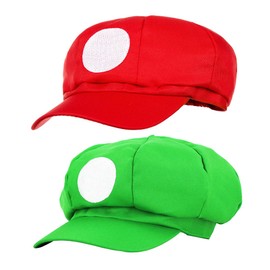 Super Plumber Hat Set, 2 Red Green Cap, Childhood Heroes Classic Cosplay Hat, Carnival, Party, Fancy Dress, Costume Hats