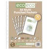 eco-eco A4 100% Recycled Multi Punched Pockets Glass Clear, Transparent
