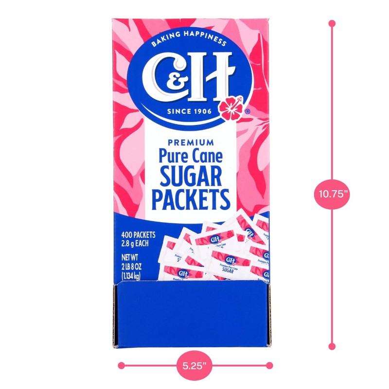 C&H Premium Pure Cane Sugar Packets, 0.10 Ounce (2.8 Gram)
