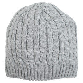 Atano Mens Cable Knit Beanie Hat with Warm Plush Lining Grey