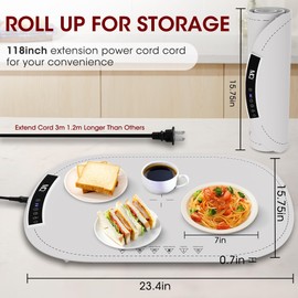 Warming Mat for Food Extra Large Extra Large Portable Food Warming Mat for Buffet Roll Up Electric Warming Trays for Food Electric Warming Tray (Grayish)
