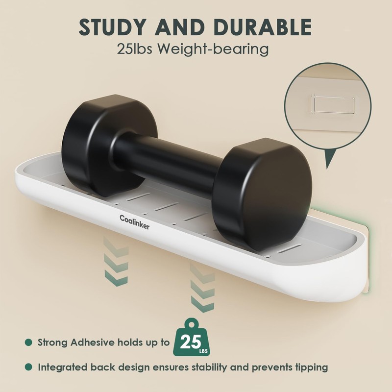 Coalinker Adhesive Strip Replacement Shower Shelf - No Drilling Adhesive