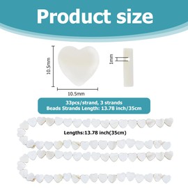 Hobbspring About 99pcs Natural Freshwater Shell Beads 3 Strands Heart Shell Beads Mother of Pearl Beads Creamy White Loose Spacer Beads for Necklace Bracelet Earring DIY Jewelry Making