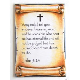 John 5:24 Bible Verse Fridge Magnet (2 x 3 inches)