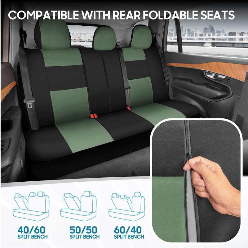 BDK PolyPro Car Seat Covers Full Set in Green on