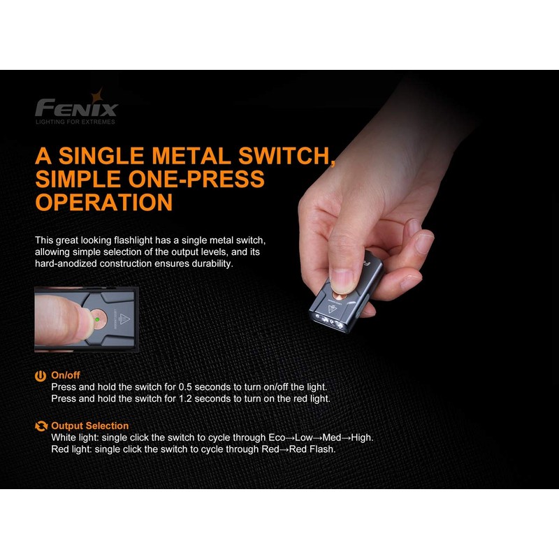 FENIX E03R USB Rechargeable 260 Lumen LED keychain flashlight with,